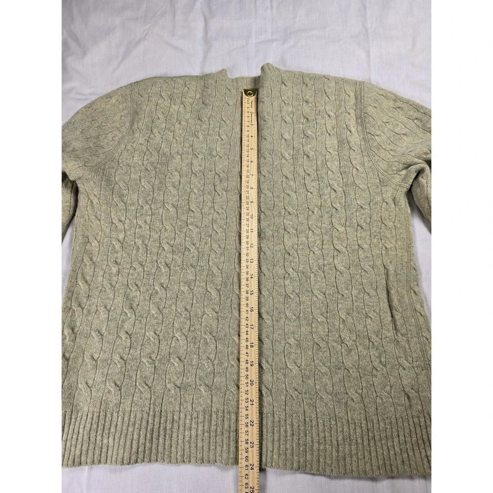 Banana Republic Sweater Mens Large Green Wool Angora Cashmere Cable Knit Luxury